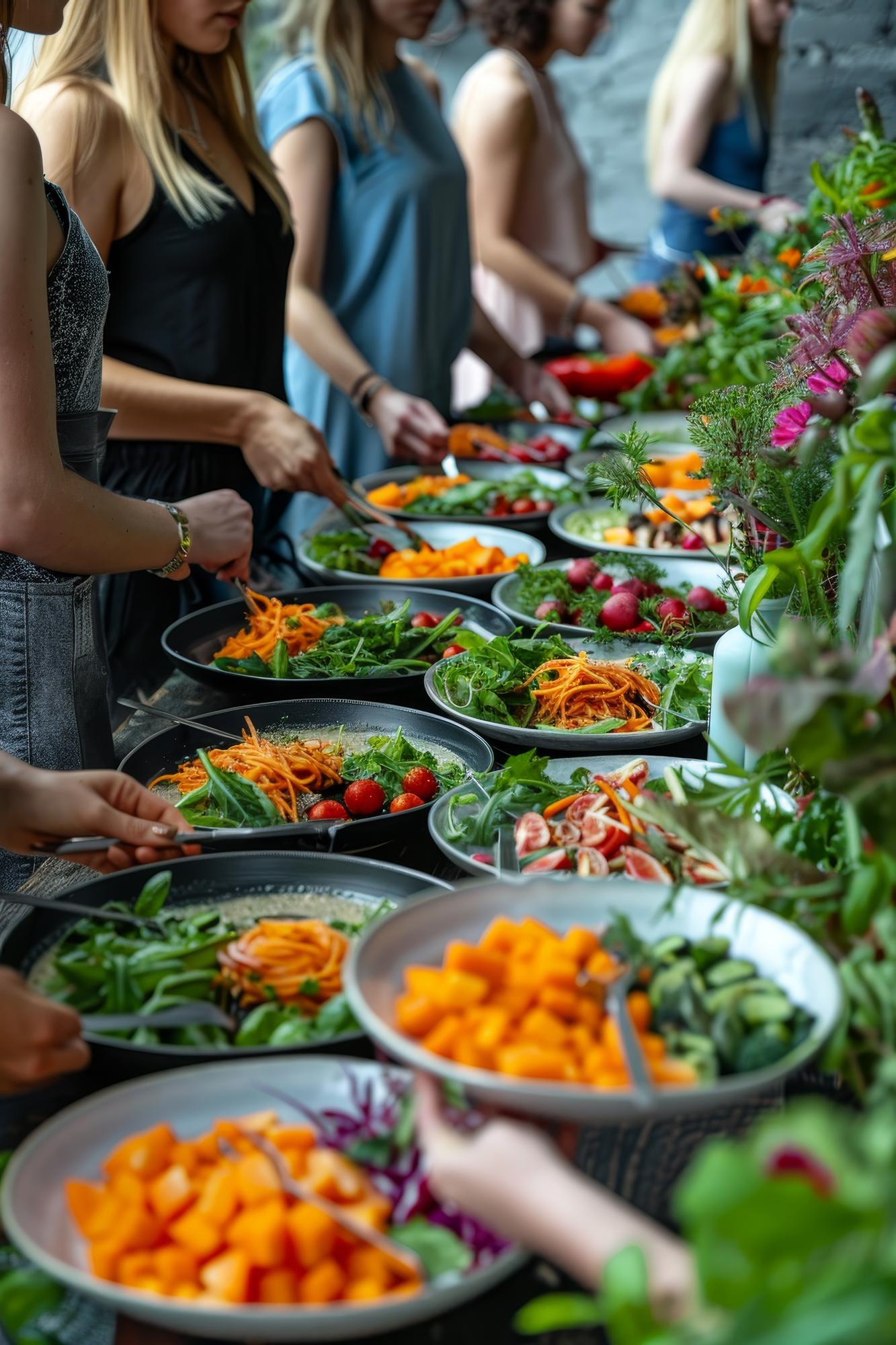 Chef plating a composed dish in workshop